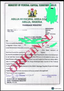 Marriage certificate