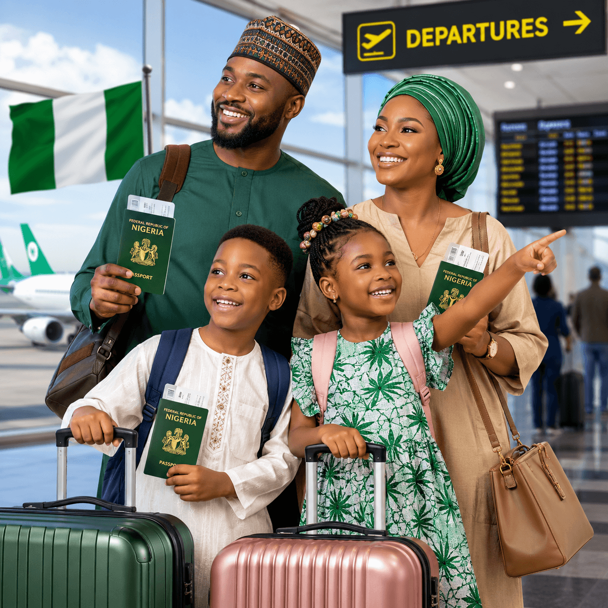 Nigerian family travelling abroad